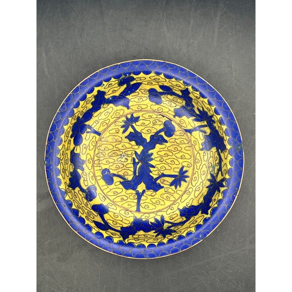Vtg‎ Chinese Cloisonne Bowl Dish Trinket Floral Asian Decor China Marked 4.5"